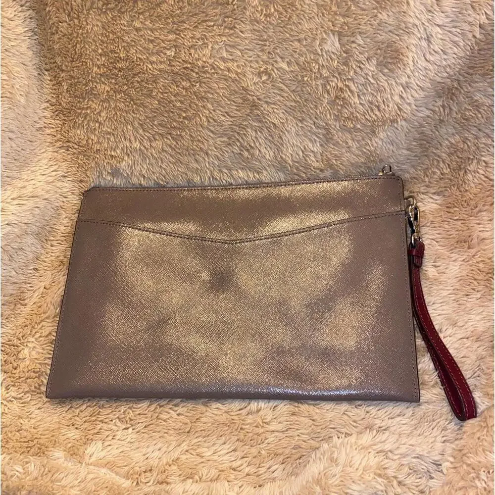 Michael Kors Honey XL Zip Clutch Cinder Plum Saffiano Leather‎ Wristlet